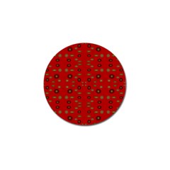 Brown Circle Pattern On Red Golf Ball Marker by BrightVibesDesign