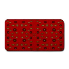 Brown Circle Pattern On Red Medium Bar Mats by BrightVibesDesign