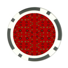 Brown Circle Pattern On Red Poker Chip Card Guard by BrightVibesDesign