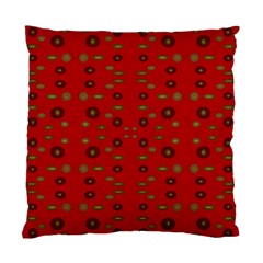 Brown Circle Pattern On Red Standard Cushion Case (two Sides) by BrightVibesDesign