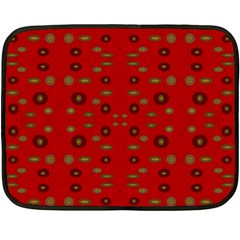 Brown Circle Pattern On Red Fleece Blanket (mini) by BrightVibesDesign