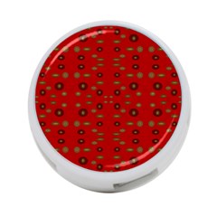 Brown Circle Pattern On Red 4-port Usb Hub (one Side) by BrightVibesDesign