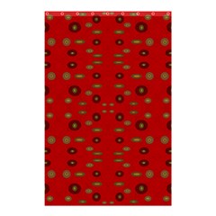 Brown Circle Pattern On Red Shower Curtain 48  X 72  (small)  by BrightVibesDesign