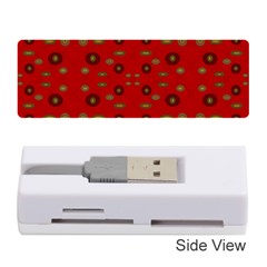 Brown Circle Pattern On Red Memory Card Reader (stick)  by BrightVibesDesign