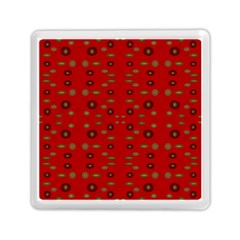 Brown Circle Pattern On Red Memory Card Reader (square)  by BrightVibesDesign