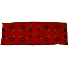 Brown Circle Pattern On Red Body Pillow Case (dakimakura) by BrightVibesDesign