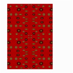 Brown Circle Pattern On Red Small Garden Flag (two Sides) by BrightVibesDesign