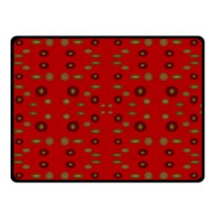 Brown Circle Pattern On Red Double Sided Fleece Blanket (small)  by BrightVibesDesign