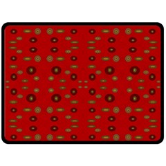 Brown Circle Pattern On Red Double Sided Fleece Blanket (large)  by BrightVibesDesign