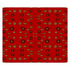 Brown Circle Pattern On Red Double Sided Flano Blanket (small)  by BrightVibesDesign