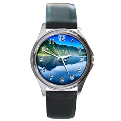 Mountain Water Landscape Nature Round Metal Watch by Celenk