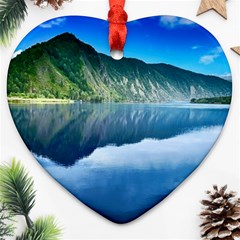 Mountain Water Landscape Nature Ornament (heart) by Celenk