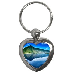 Mountain Water Landscape Nature Key Chains (heart)  by Celenk