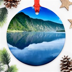 Mountain Water Landscape Nature Round Ornament (two Sides) by Celenk