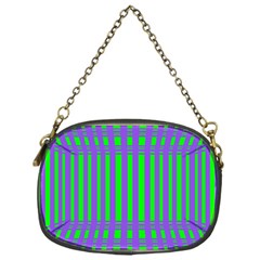 Bright Green Purple Stripes Pattern Chain Purses (one Side)  by BrightVibesDesign