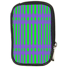 Bright Green Purple Stripes Pattern Compact Camera Cases by BrightVibesDesign