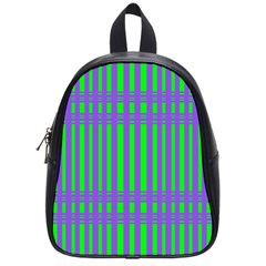 Bright Green Purple Stripes Pattern School Bag (small) by BrightVibesDesign