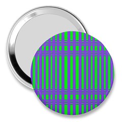 Bright Green Purple Stripes Pattern 3  Handbag Mirrors by BrightVibesDesign