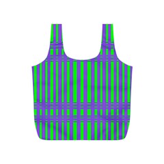 Bright Green Purple Stripes Pattern Full Print Recycle Bags (s)  by BrightVibesDesign