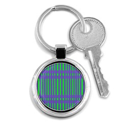 Bright Green Purple Stripes Pattern Key Chains (round)  by BrightVibesDesign