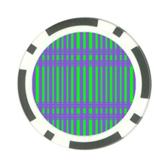 Bright Green Purple Stripes Pattern Poker Chip Card Guard by BrightVibesDesign