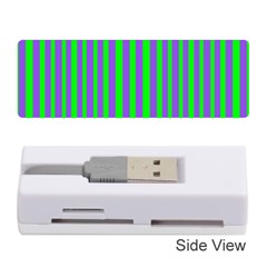 Bright Green Purple Stripes Pattern Memory Card Reader (stick)  by BrightVibesDesign