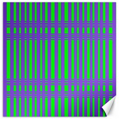 Bright Green Purple Stripes Pattern Canvas 20  X 20   by BrightVibesDesign