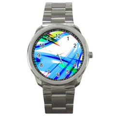 Lines Vibrations Wave Pattern Sport Metal Watch by Celenk