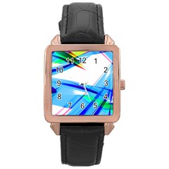 Lines Vibrations Wave Pattern Rose Gold Leather Watch  by Celenk