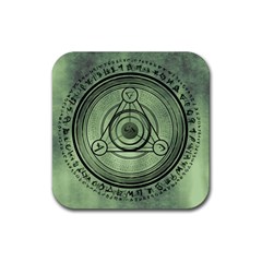 Rune Geometry Sacred Mystic Rubber Coaster (square)  by Celenk