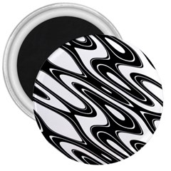 Black And White Wave Abstract 3  Magnets by Celenk