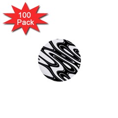 Black And White Wave Abstract 1  Mini Buttons (100 Pack)  by Celenk