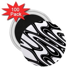 Black And White Wave Abstract 2 25  Magnets (100 Pack)  by Celenk