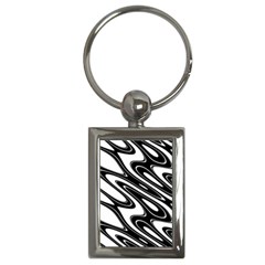 Black And White Wave Abstract Key Chains (rectangle)  by Celenk