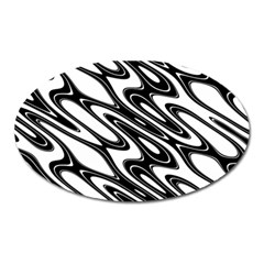 Black And White Wave Abstract Oval Magnet by Celenk