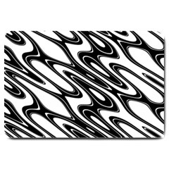 Black And White Wave Abstract Large Doormat  by Celenk