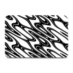 Black And White Wave Abstract Plate Mats by Celenk