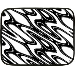 Black And White Wave Abstract Double Sided Fleece Blanket (mini)  by Celenk