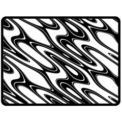 Black And White Wave Abstract Fleece Blanket (large)  by Celenk