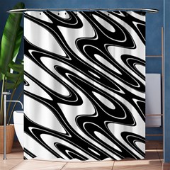 Black And White Wave Abstract Shower Curtain 60  X 72  (medium)  by Celenk