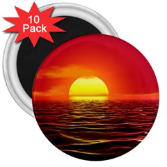 Sunset Ocean Nature Sea Landscape 3  Magnets (10 Pack)  by Celenk