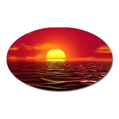 Sunset Ocean Nature Sea Landscape Oval Magnet by Celenk