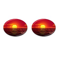 Sunset Ocean Nature Sea Landscape Cufflinks (oval) by Celenk