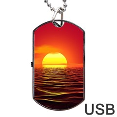 Sunset Ocean Nature Sea Landscape Dog Tag Usb Flash (one Side)