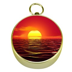 Sunset Ocean Nature Sea Landscape Gold Compasses by Celenk