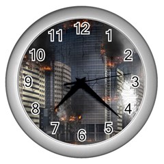 Destruction Apocalypse War Disaster Wall Clocks (silver)  by Celenk