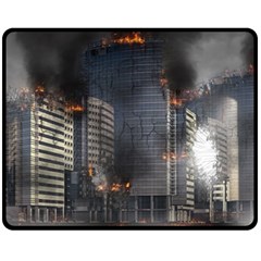 Destruction Apocalypse War Disaster Double Sided Fleece Blanket (medium)  by Celenk