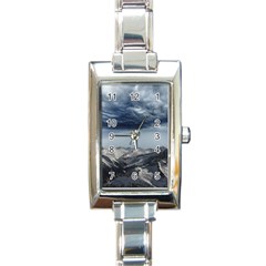 Mountain Landscape Sky Snow Rectangle Italian Charm Watch by Celenk