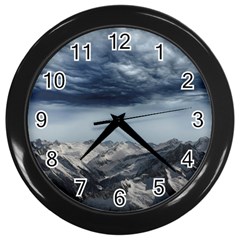 Mountain Landscape Sky Snow Wall Clocks (black) by Celenk