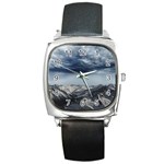 Mountain Landscape Sky Snow Square Metal Watch Front